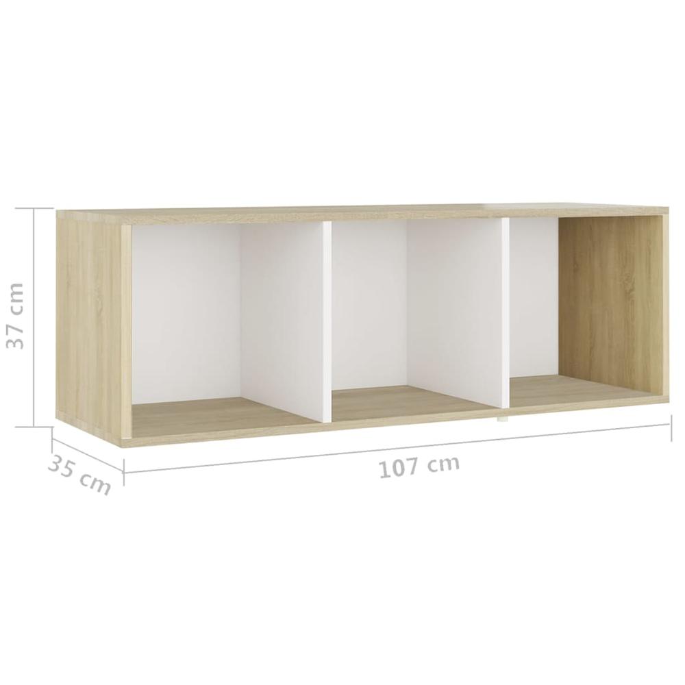 vidaXL 3 Piece TV Cabinet Set White and Sonoma Oak Engineered Wood, 3080020. Picture 9