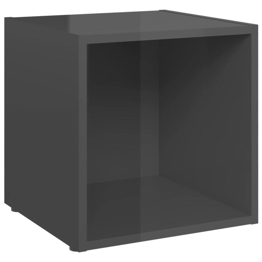 vidaXL 4 Piece TV Cabinet Set High Gloss Gray Engineered Wood, 3080077. Picture 10