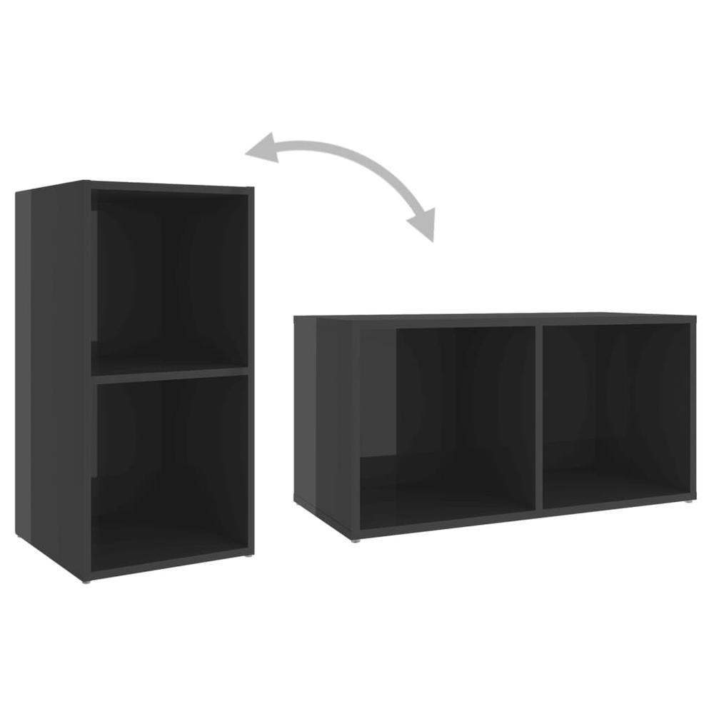 vidaXL 3 Piece TV Cabinet Set High Gloss Gray Engineered Wood, 3080086. Picture 7