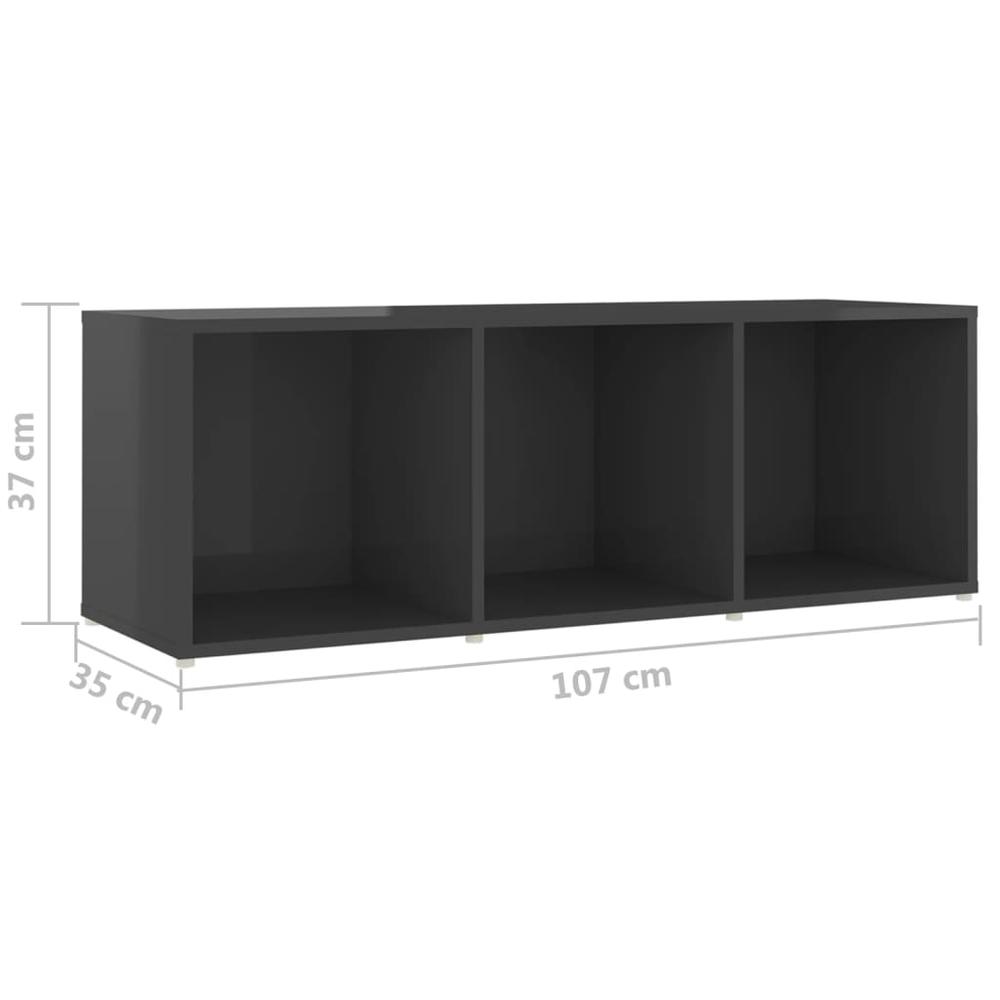 vidaXL 3 Piece TV Cabinet Set High Gloss Gray Engineered Wood, 3080086. Picture 10