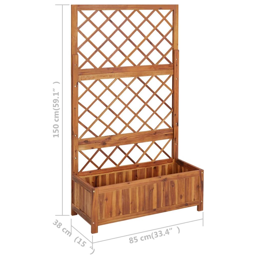vidaXL Raised Bed with Trellis 33.5"x15"x59.1" Solid Acacia Wood. Picture 7