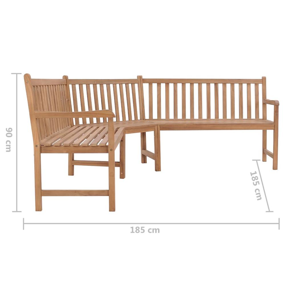 vidaXL Patio Corner Bench 72.8"x72.8"x35.4" Solid Teak Wood. Picture 7