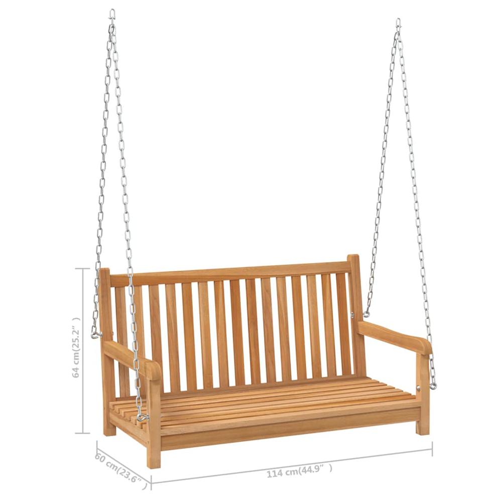 vidaXL Swing Bench Solid Teak Wood 44.9"x23.6"x25.2". Picture 8