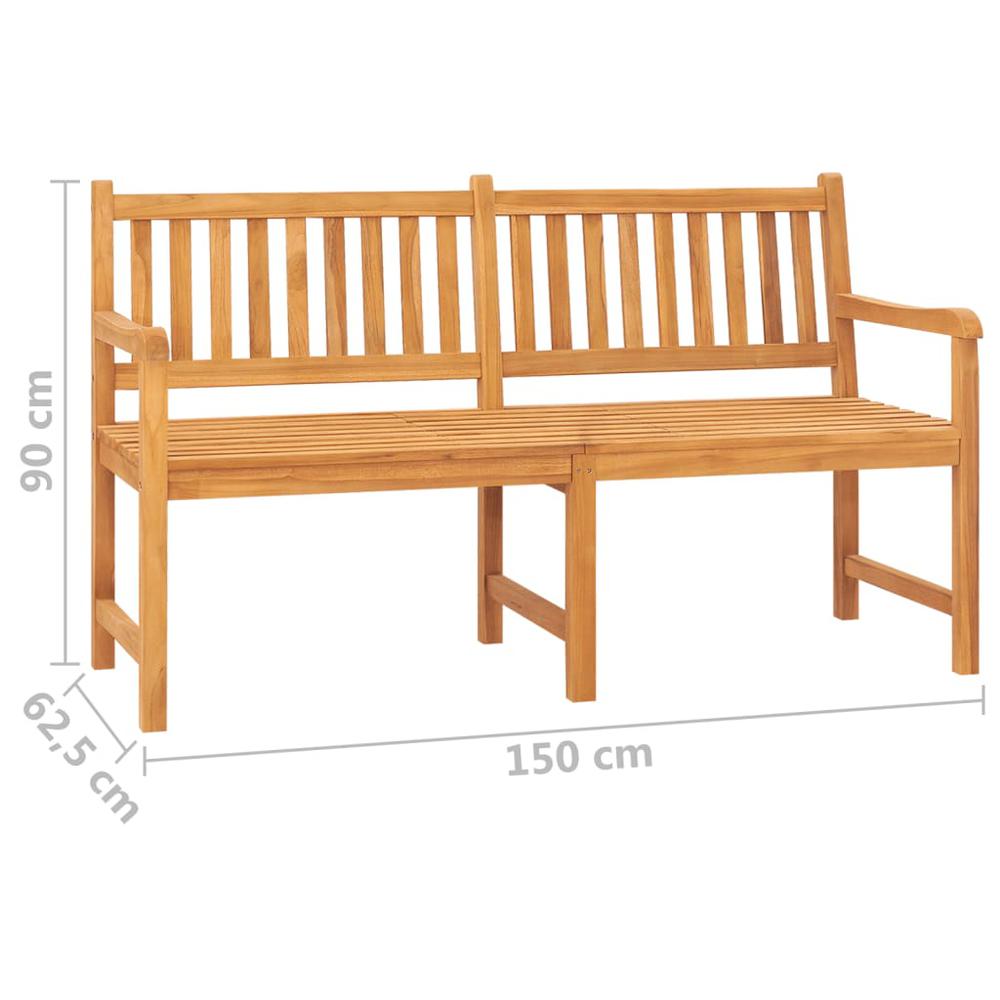vidaXL 3-Seater Patio Bench with Table 59.1" Solid Teak Wood. Picture 9
