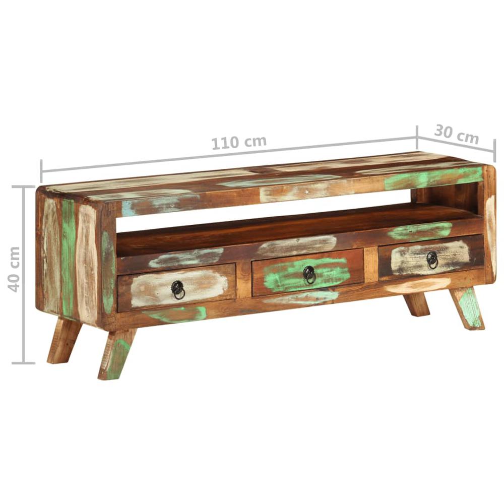 vidaXL TV Cabinet Multicolor 43.3"x11.8"x15.7" Solid Reclaimed Wood. Picture 9
