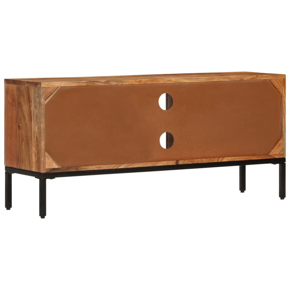 vidaXL TV Cabinet Honey Brown and Gray 43.3"x11.8"x19.7" Solid Wood Acacia. Picture 5