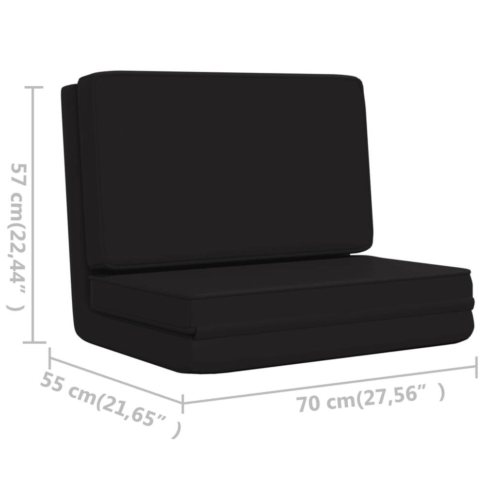 vidaXL Folding Floor Chair Black Faux Leather. Picture 10