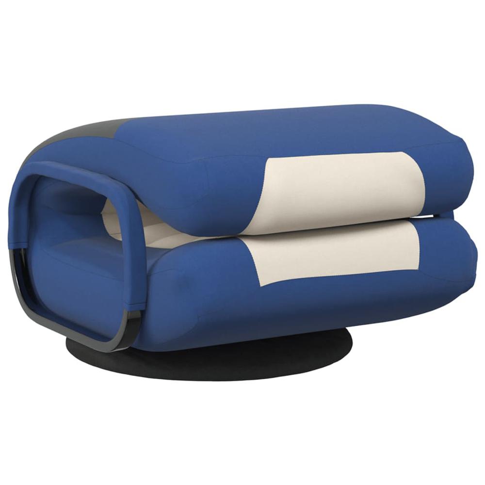 vidaXL Swivel Floor Chair Blue and Cream Fabric. Picture 6