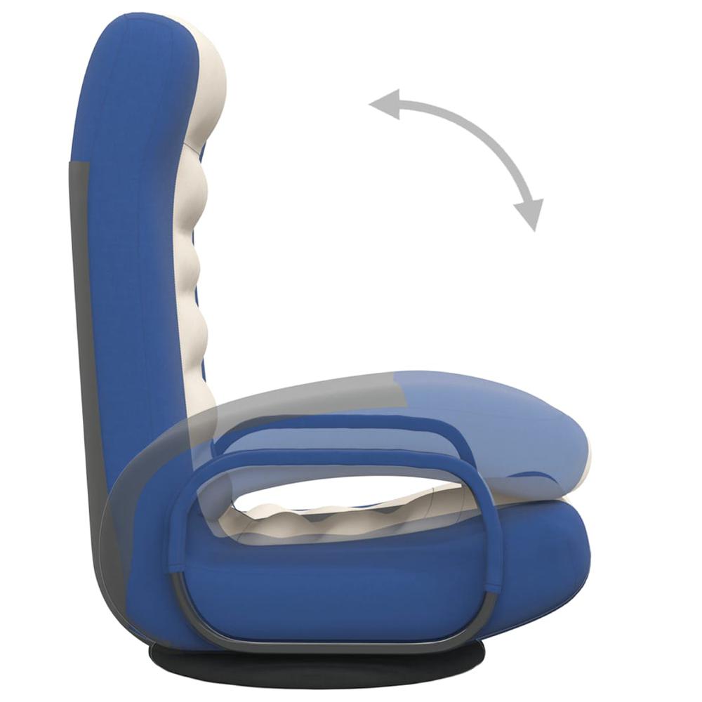vidaXL Swivel Floor Chair Blue and Cream Fabric. Picture 7