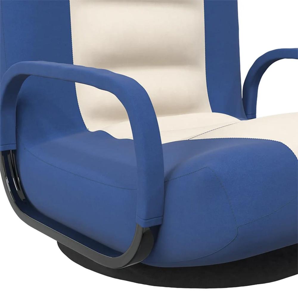 vidaXL Swivel Floor Chair Blue and Cream Fabric. Picture 8
