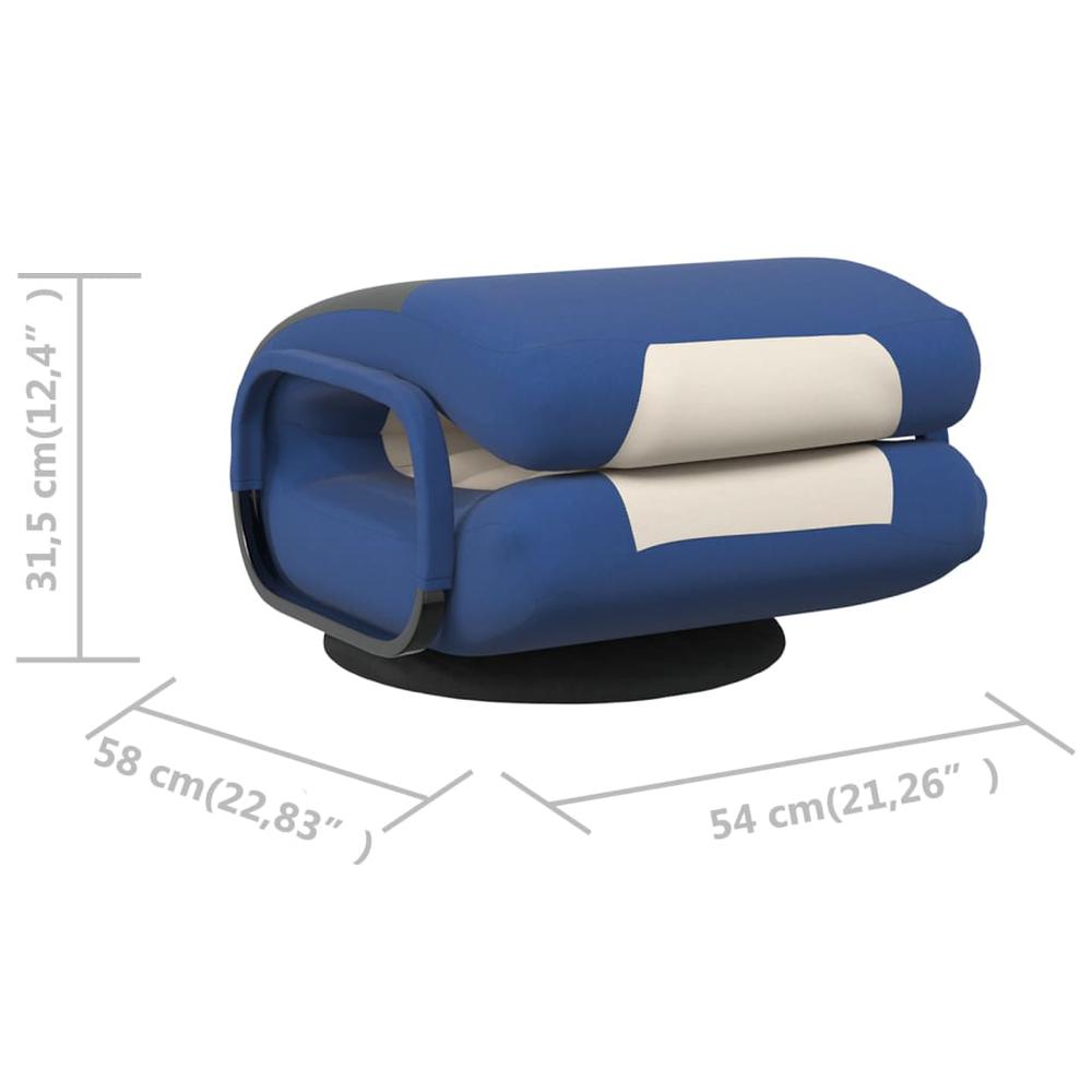 vidaXL Swivel Floor Chair Blue and Cream Fabric. Picture 9