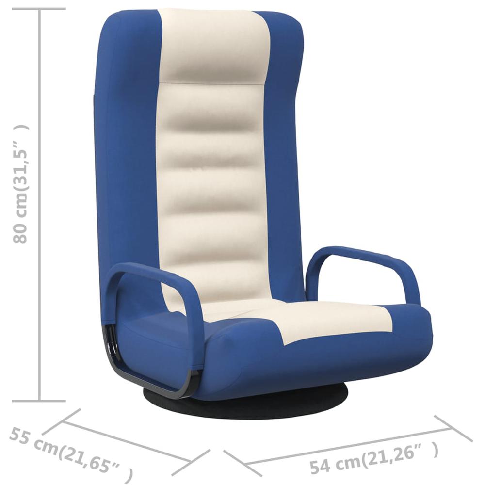 vidaXL Swivel Floor Chair Blue and Cream Fabric. Picture 10