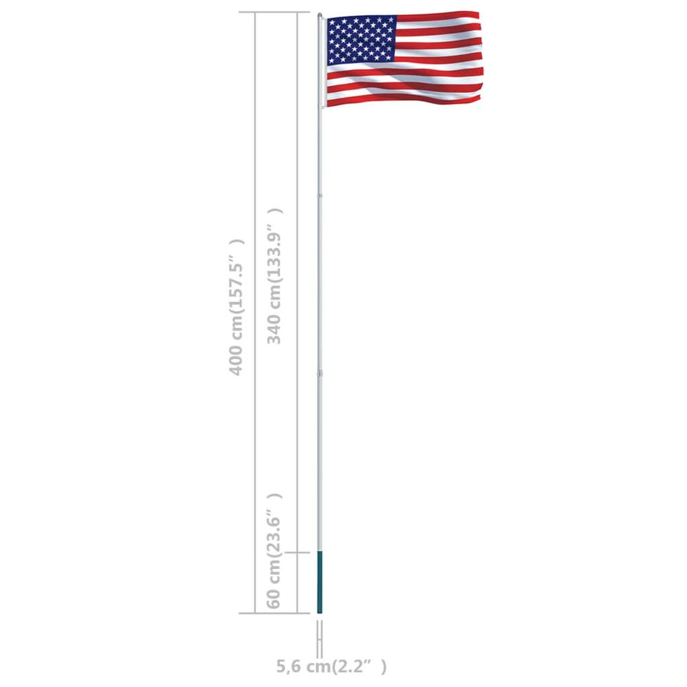 vidaXL US Flag and Pole Aluminum 13.1'. Picture 6