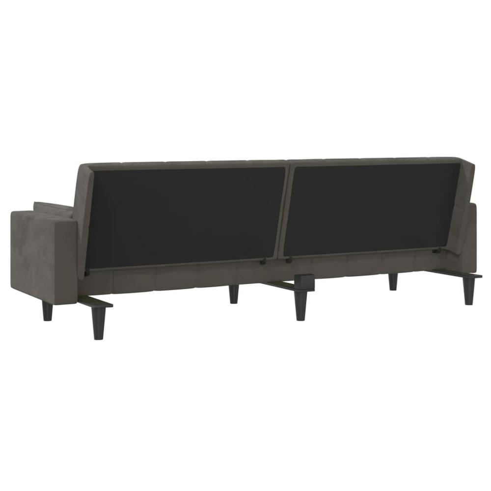 2-Seater Sofa Bed with Two Pillows Dark Gray Velvet. Picture 7