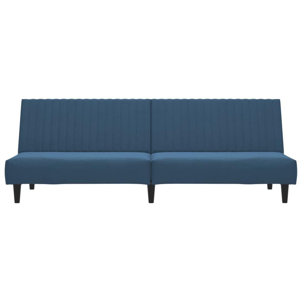 2-Seater Sofa Bed Blue Velvet. Picture 3