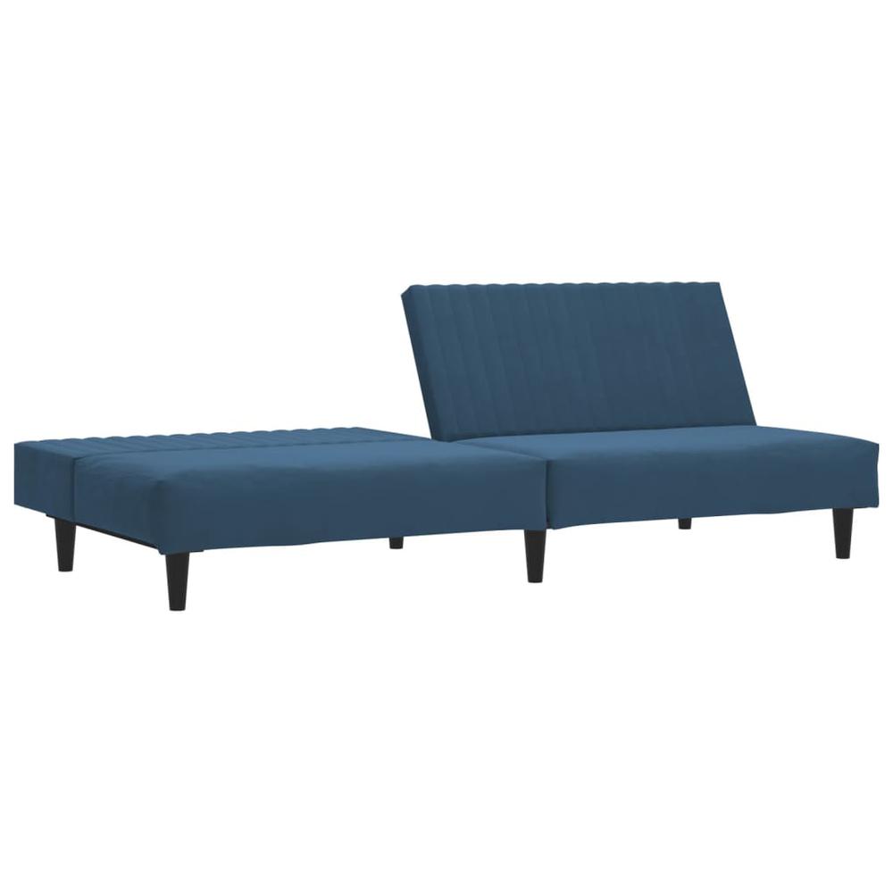 2-Seater Sofa Bed Blue Velvet. Picture 5