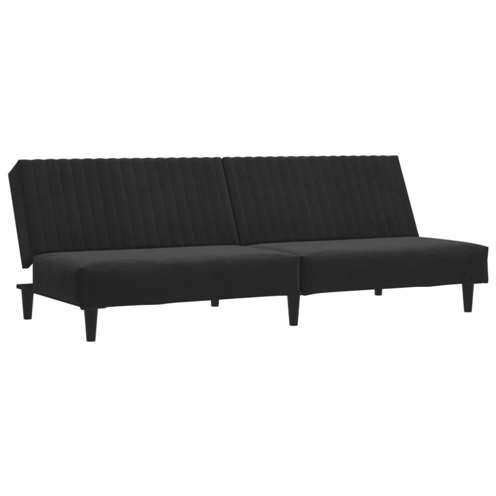 2-Seater Sofa Bed Black Velvet. Picture 1