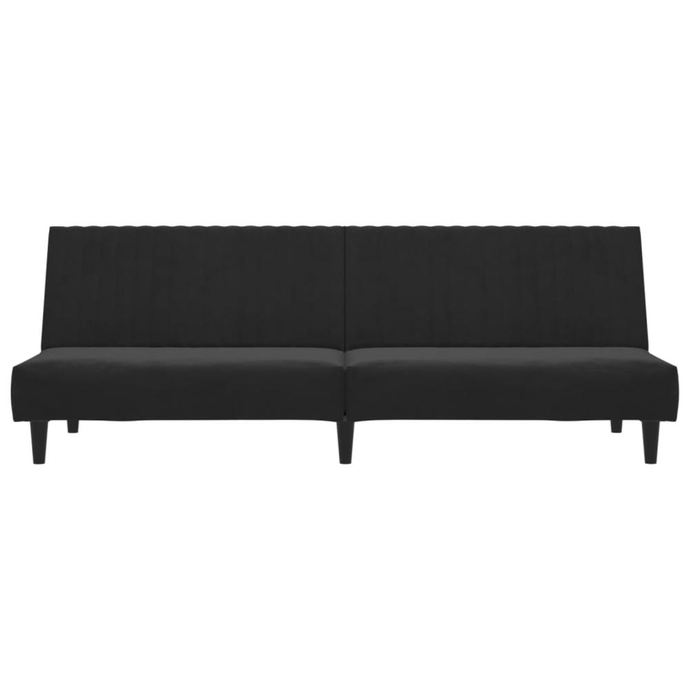 2-Seater Sofa Bed Black Velvet. Picture 3