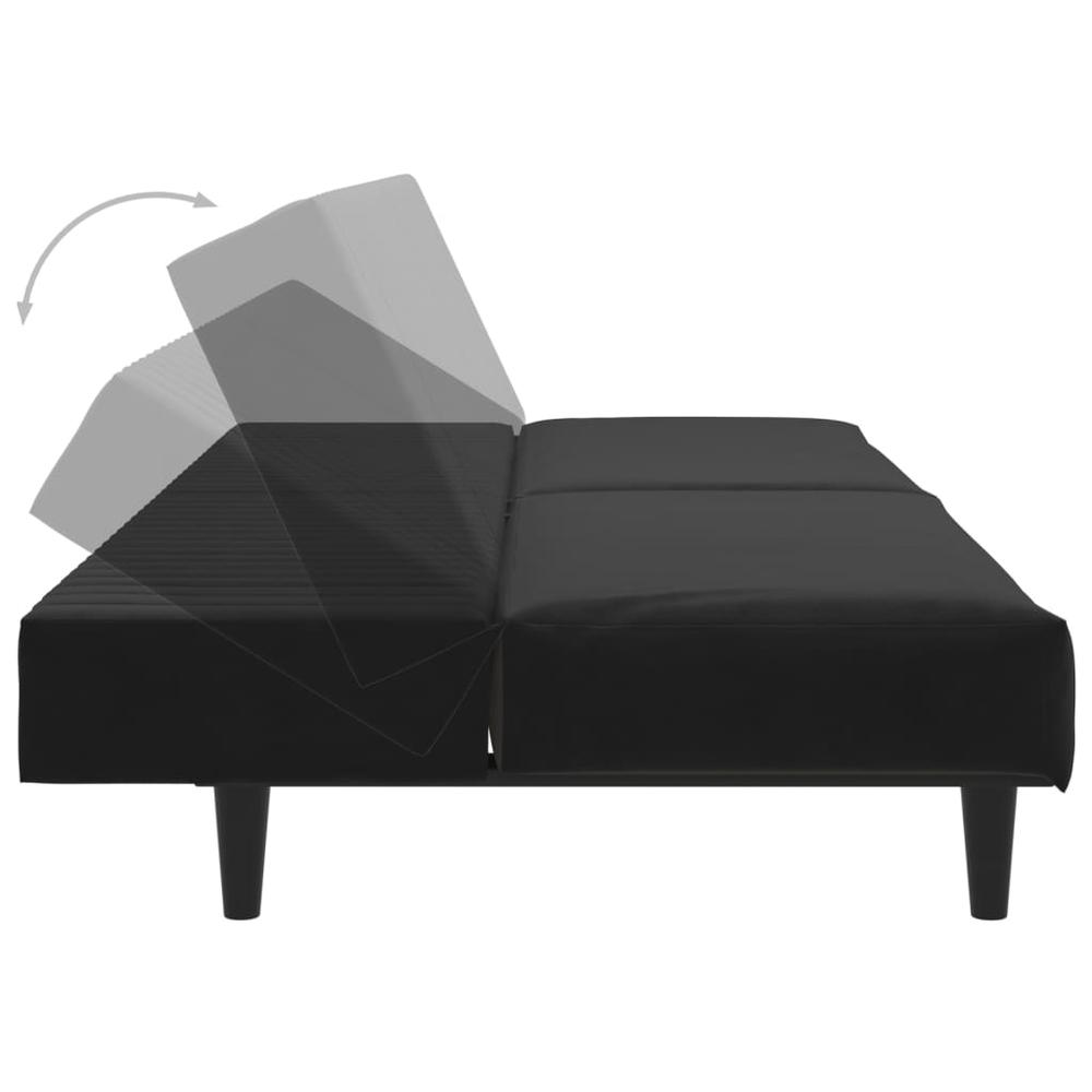 2-Seater Sofa Bed Black Velvet. Picture 7