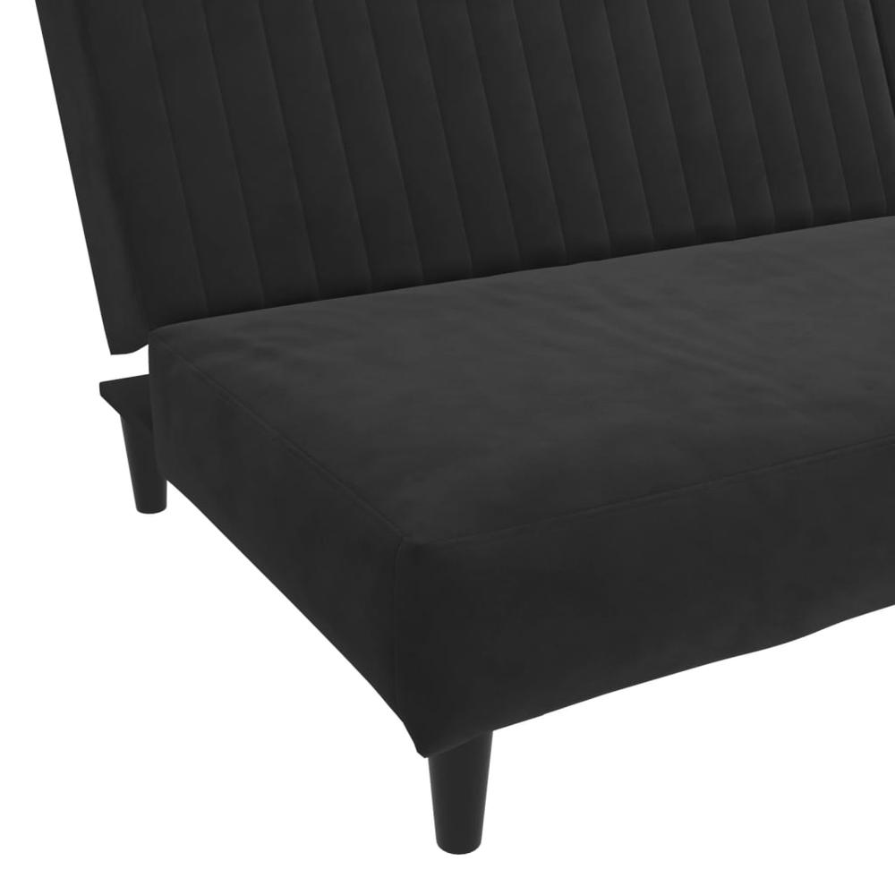 2-Seater Sofa Bed Black Velvet. Picture 8