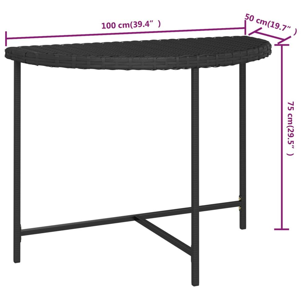 vidaXL Patio Table Black 39.4"x19.7"x29.5" Poly Rattan. Picture 7