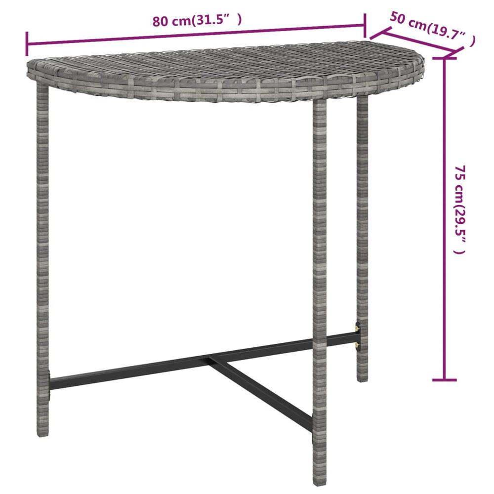 vidaXL Patio Table Gray 31.5"x19.7"x29.5" Poly Rattan. Picture 7
