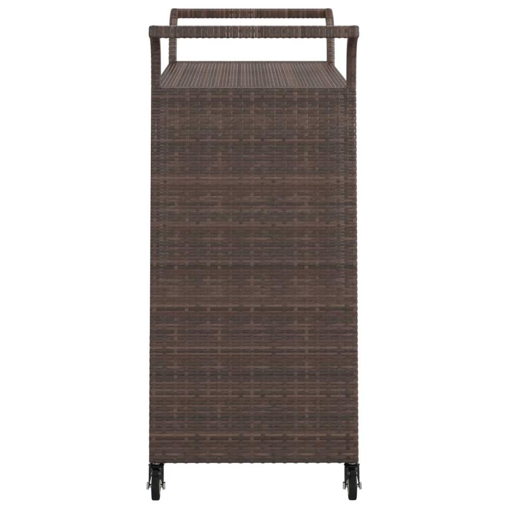 vidaXL Bar Cart with Drawer Brown 39.4"x17.7"x38.2" Poly Rattan. Picture 5