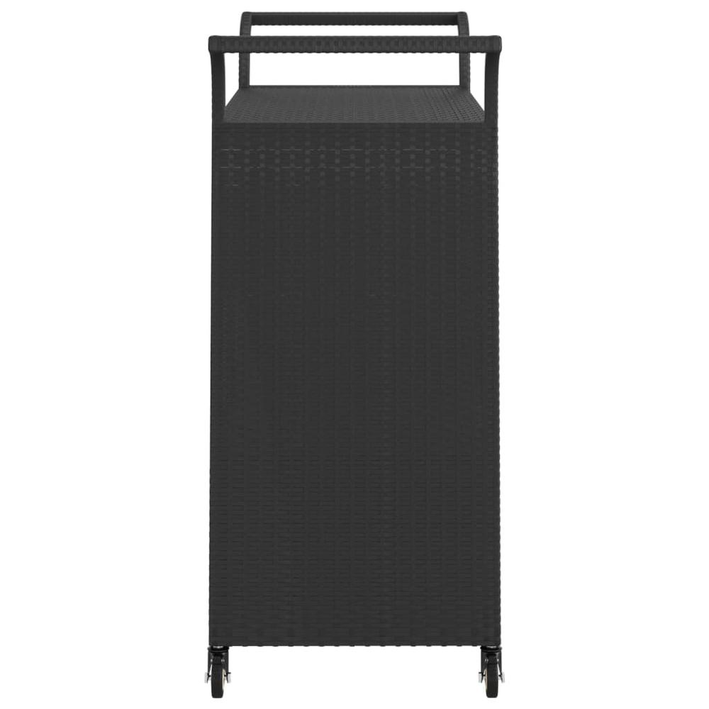 vidaXL Bar Cart with Drawer Black 39.4"x17.7"x38.2" Poly Rattan. Picture 5