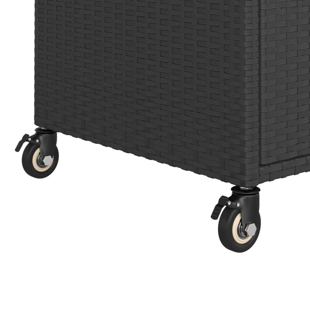 vidaXL Bar Cart with Drawer Black 39.4"x17.7"x38.2" Poly Rattan. Picture 6