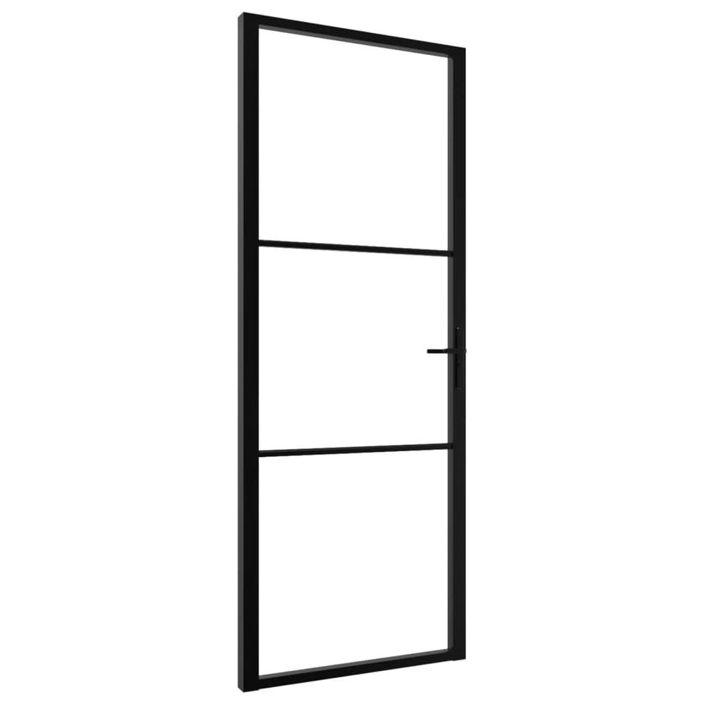 Interior Door ESG Glass and Aluminum 29.9"x79.3" Black. Picture 1