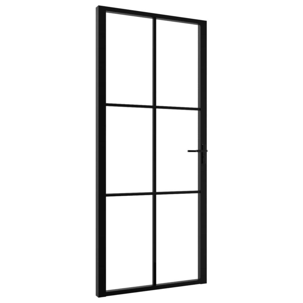 Interior Door ESG Glass and Aluminum 36.6"x79.3" Black. Picture 1