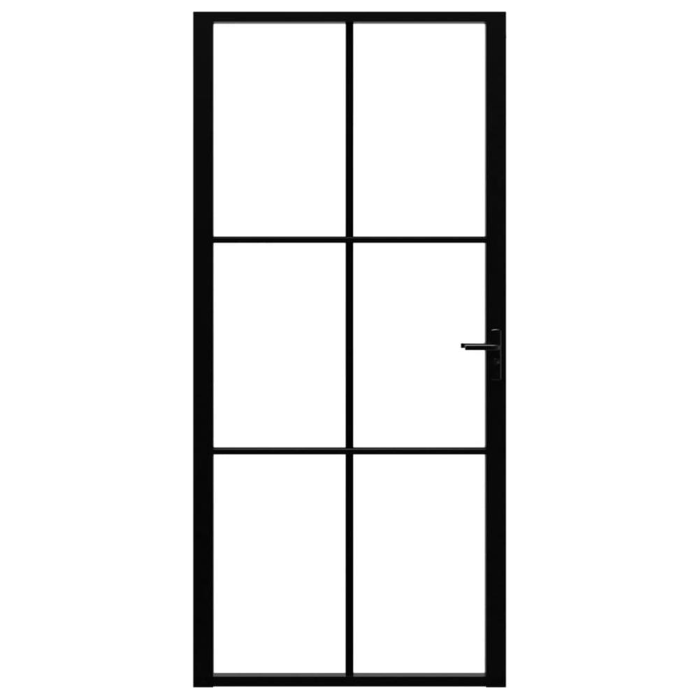 Interior Door ESG Glass and Aluminum 36.6"x79.3" Black. Picture 2
