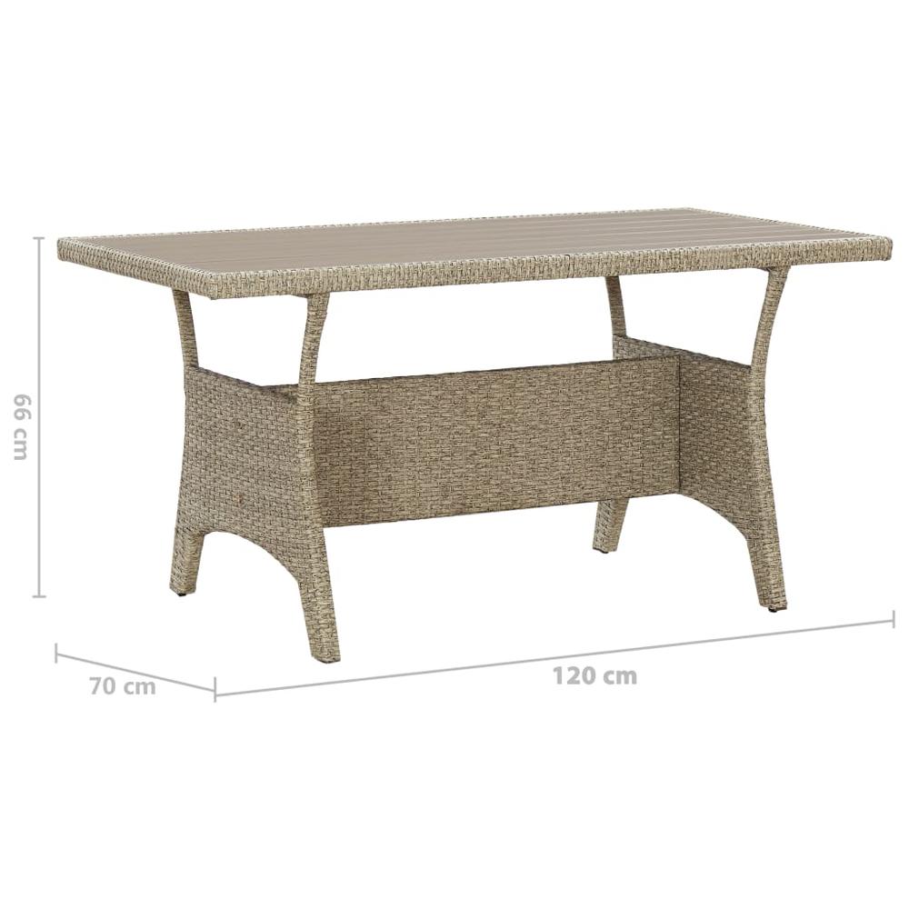 vidaXL Patio Table Gray 47.2"x27.6"x26" Poly Rattan, 316583. Picture 6