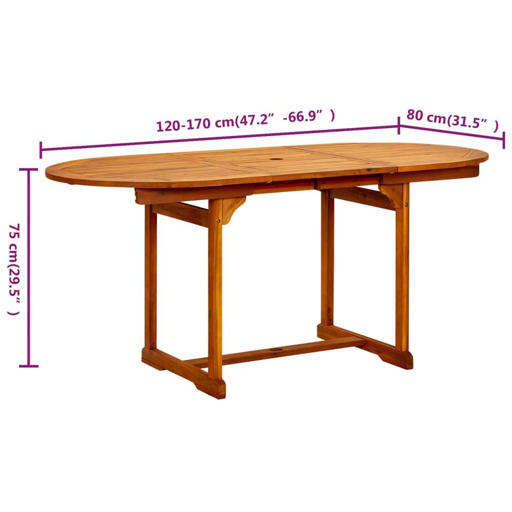 vidaXL Garden Dining Table (47.2"-66.9")x31.5"x29.5" Solid Acacia Wood, 316567. Picture 9