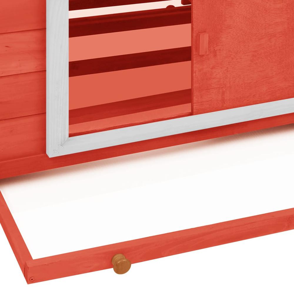 vidaXL Chicken Coop Red and White 59.8"x37.7"x43.3" Solid Firwood. Picture 5