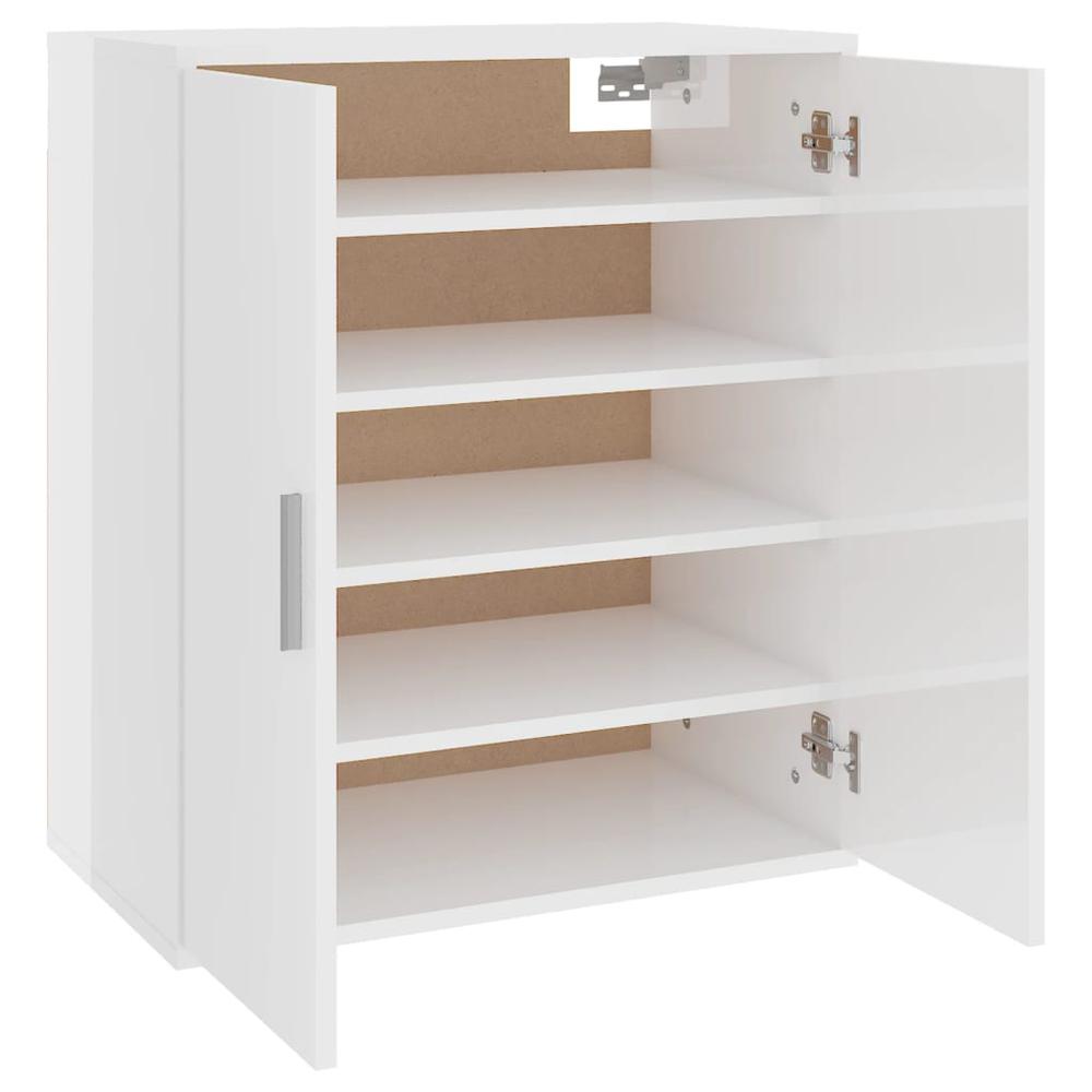 vidaXL Shoe Cabinet High Gloss White 23.6"x13.8"x27.6" Engineered Wood. Picture 8