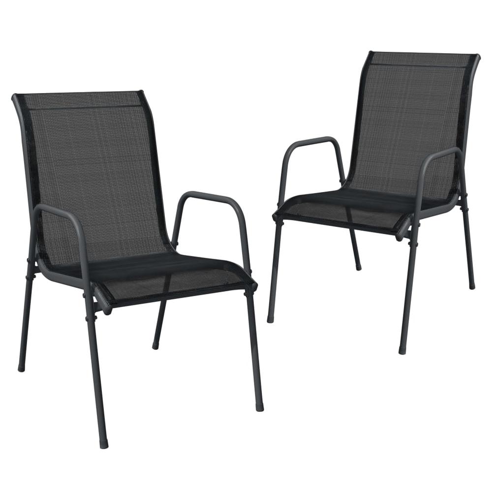 Patio Chairs 2 pcs Steel and Textilene Black. Picture 1