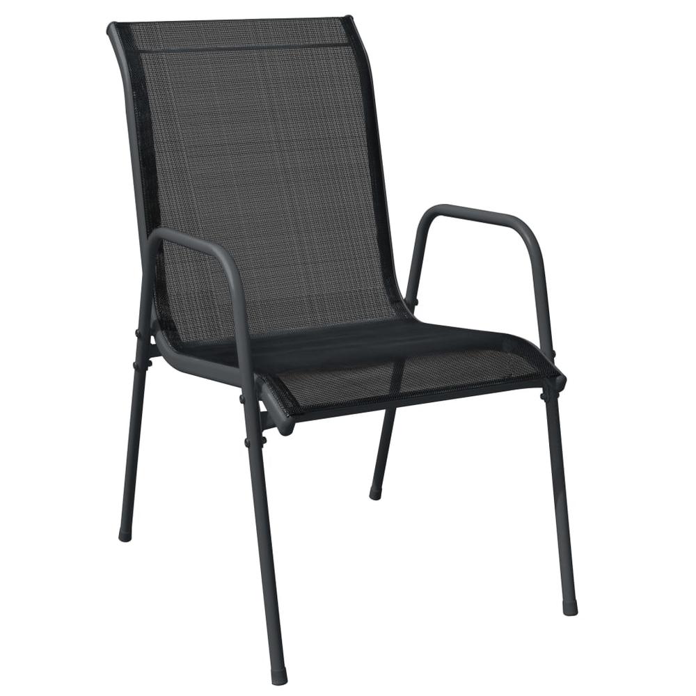 Patio Chairs 2 pcs Steel and Textilene Black. Picture 2