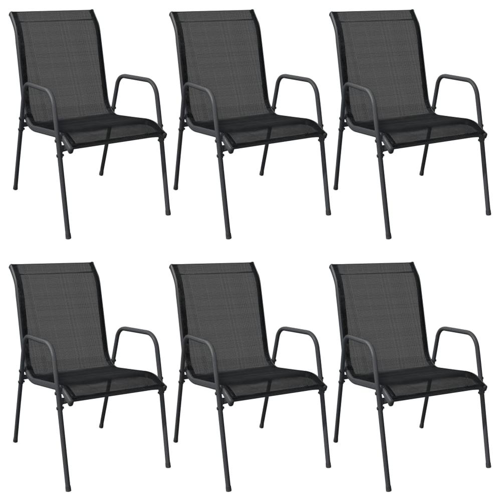 Patio Chairs 6 pcs Steel and Textilene Black. Picture 1