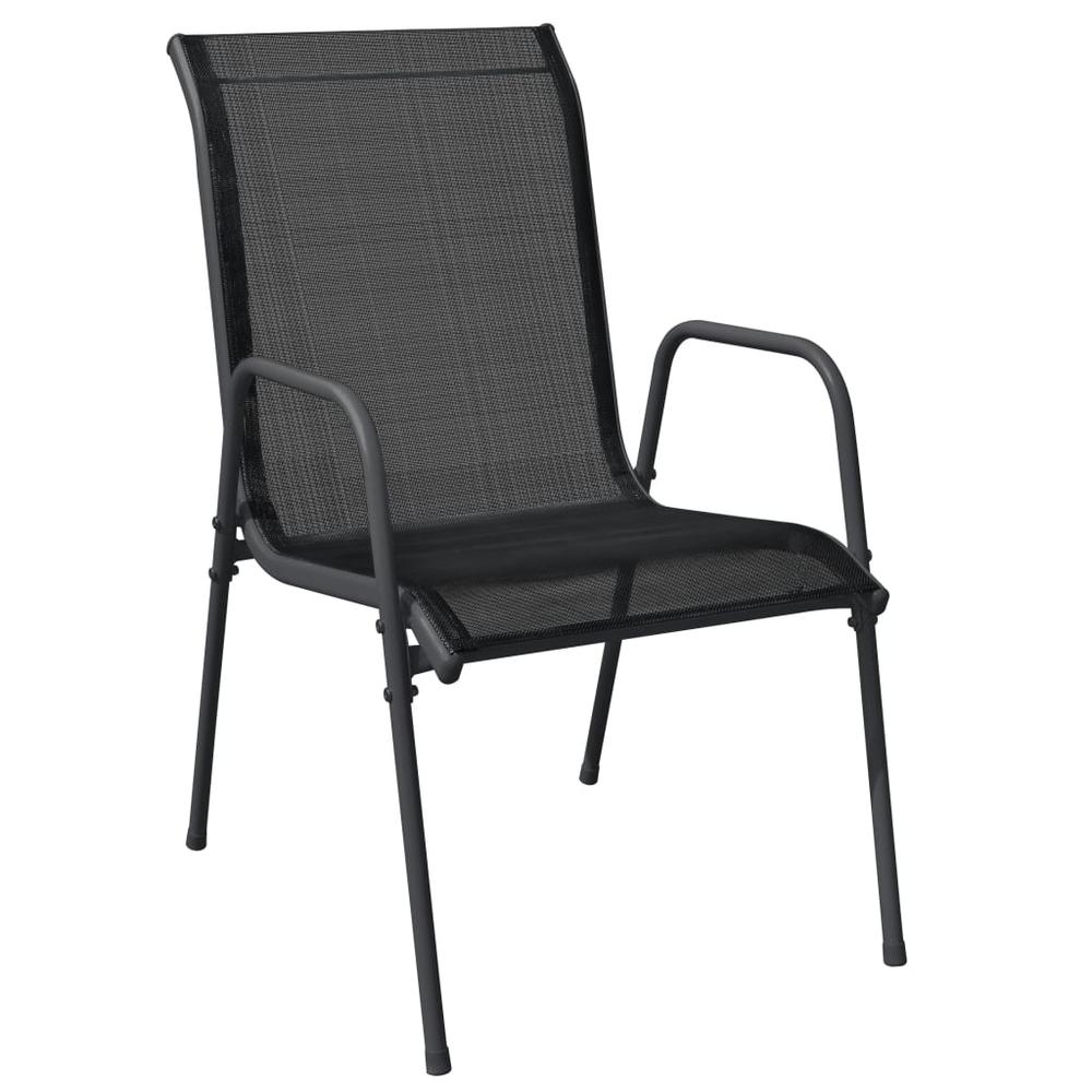 Patio Chairs 6 pcs Steel and Textilene Black. Picture 2