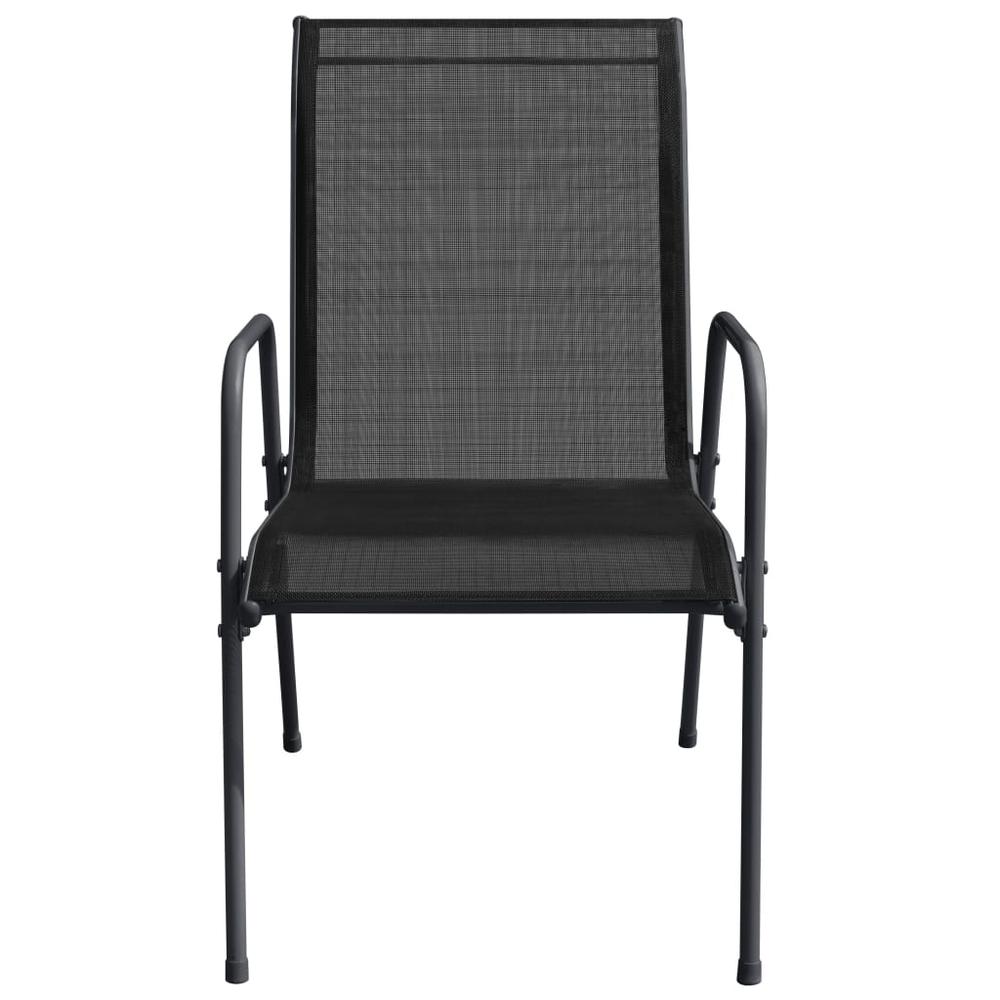 Patio Chairs 6 pcs Steel and Textilene Black. Picture 3