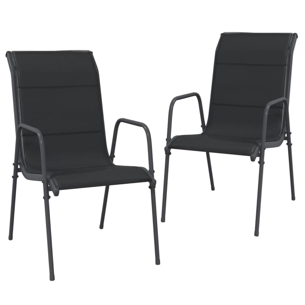 Patio Chairs 2 pcs Steel and Textilene Black. Picture 1