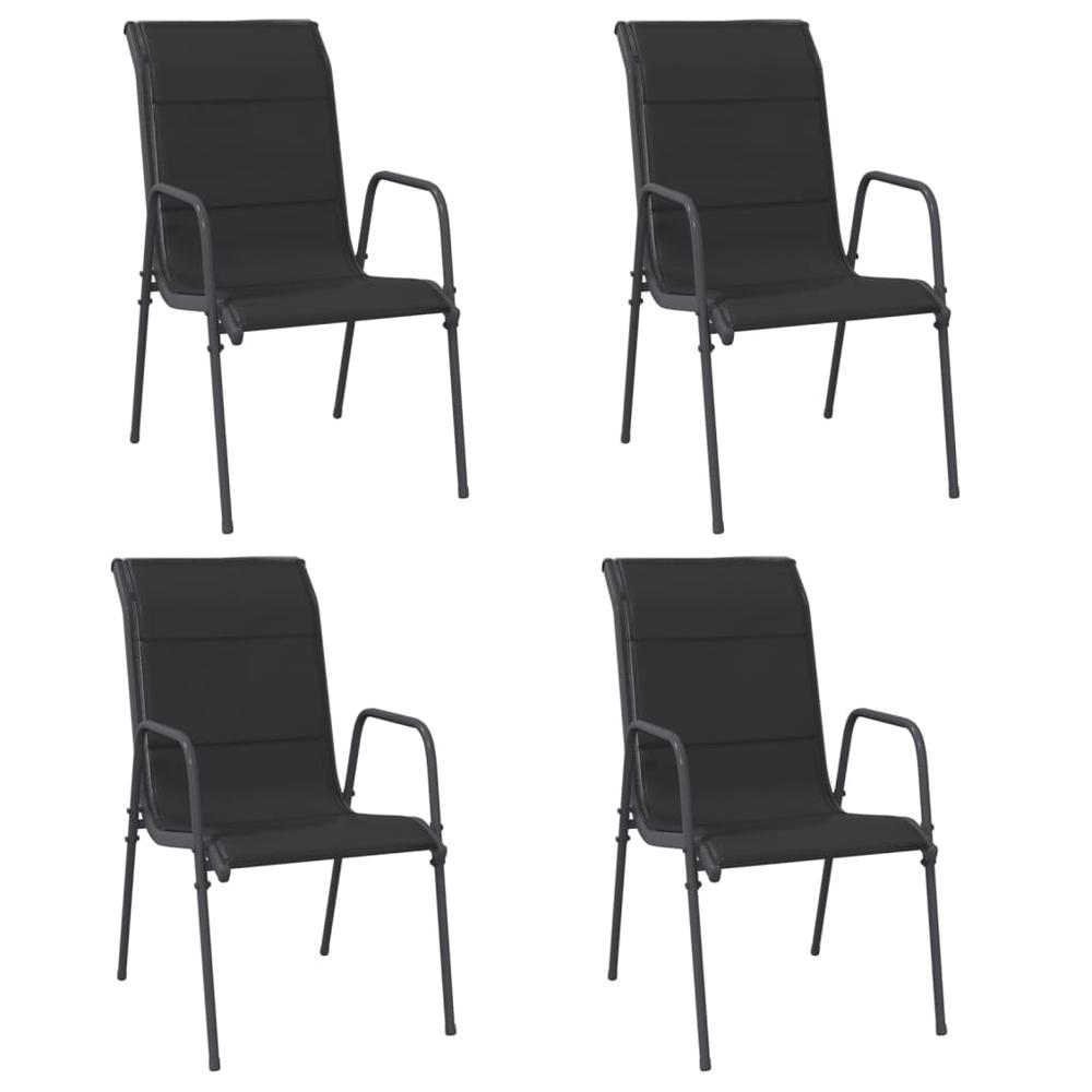 Patio Chairs 4 pcs Steel and Textilene Black. Picture 1