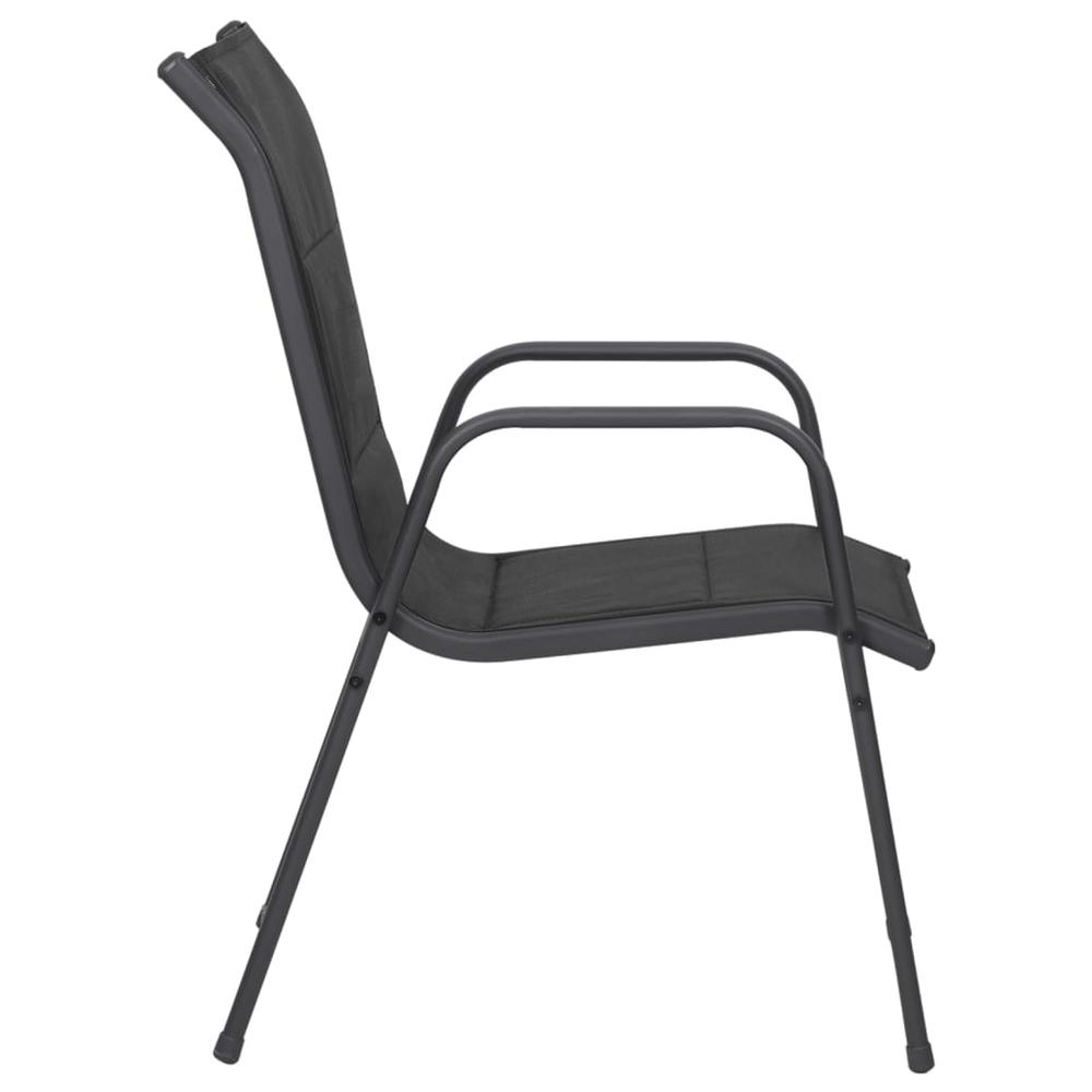 Patio Chairs 6 pcs Steel and Textilene Black. Picture 4