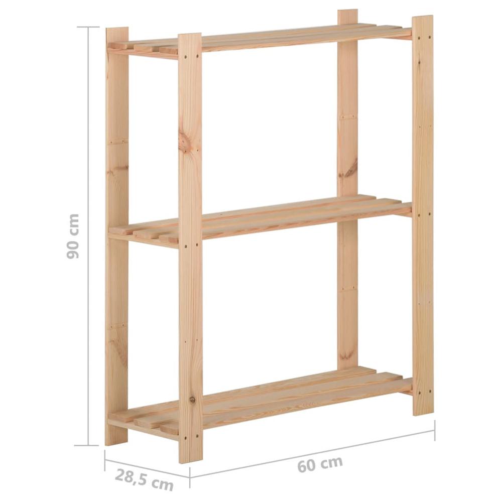 3-Tier Storage Rack 23.6"x11.2"x35.4" Solid Wood Pine. Picture 5