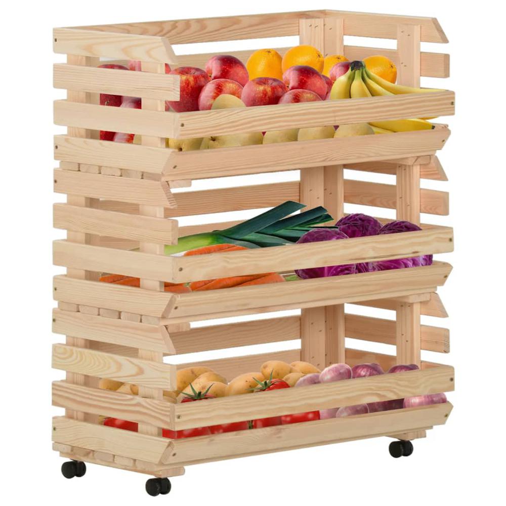 Vegetable Trolley 30.3"x11.8"x31.5" Solid Wood Pine. Picture 1