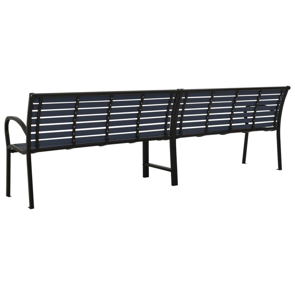 vidaXL Twin Patio Bench 98.8" Steel and WPC Black. Picture 5