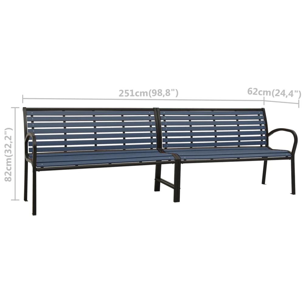 vidaXL Twin Patio Bench 98.8" Steel and WPC Black. Picture 7