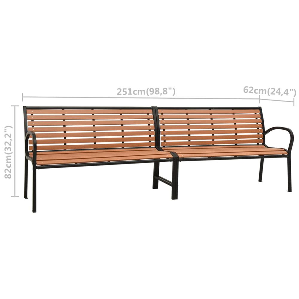 vidaXL Twin Patio Bench 98.8" Steel and WPC. Picture 7