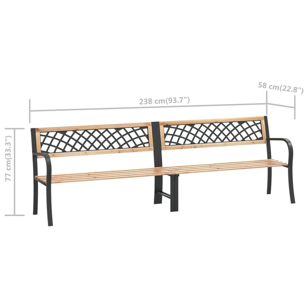 vidaXL Twin Patio Bench 93.7" Chinese Fir Wood. Picture 7